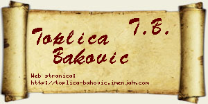 Toplica Baković vizit kartica